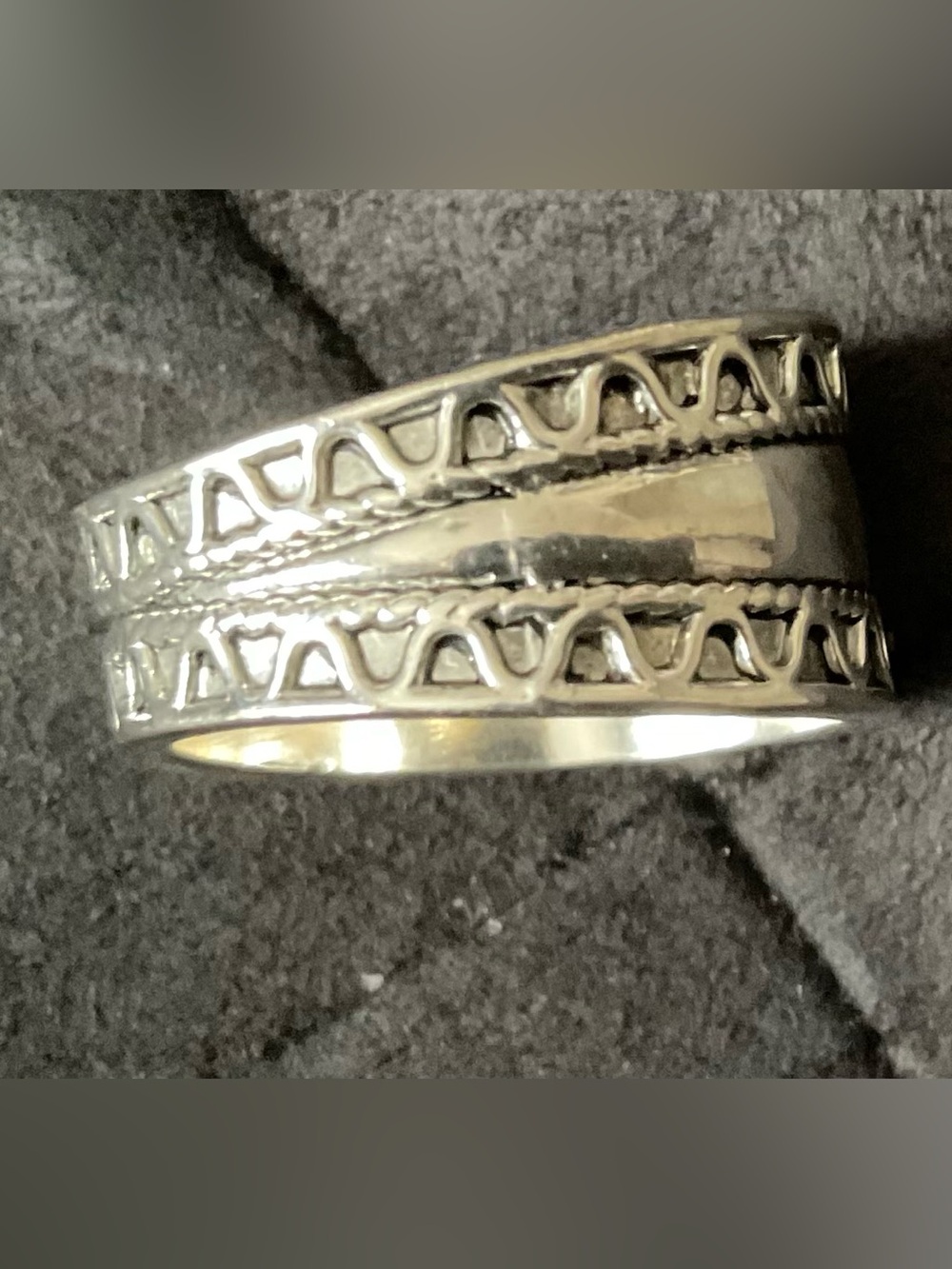 Vintage 1990s Solid Silver Wide Cigar Band Ring - Picture 6 of 10